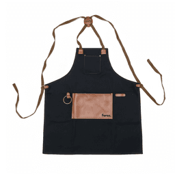 Pechera Parrillera Criolla Negra Ajustable con Detalles de Cuero Feroz Negro