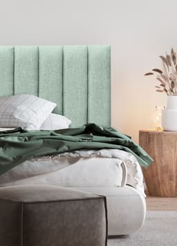 Respaldo de Cama Tubular Vertical Lino Verde Jeans - 1.5 Plaza