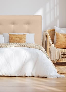 Respaldo de Cama Botone Premium Lino Beige - 1 Plaza
