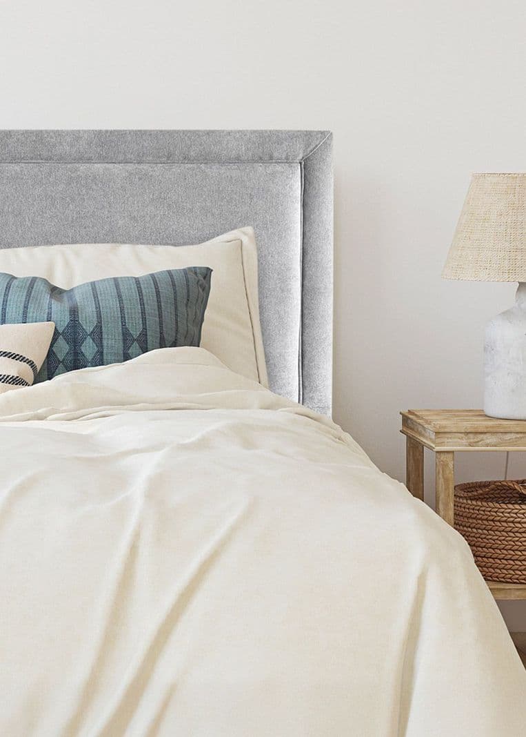 Respaldo de Cama Flat Frame Vivo Lino Gris Plata - 1 Plaza