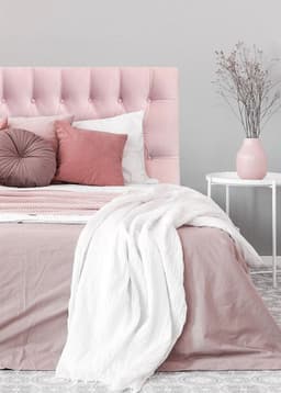 Respaldo de Cama Capitone Premium Felpa Rosado Claro - 1.5 Plaza