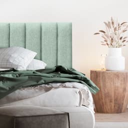 Respaldo de Cama Tubular Vertical Lino Verde Jeans - 1 Plaza