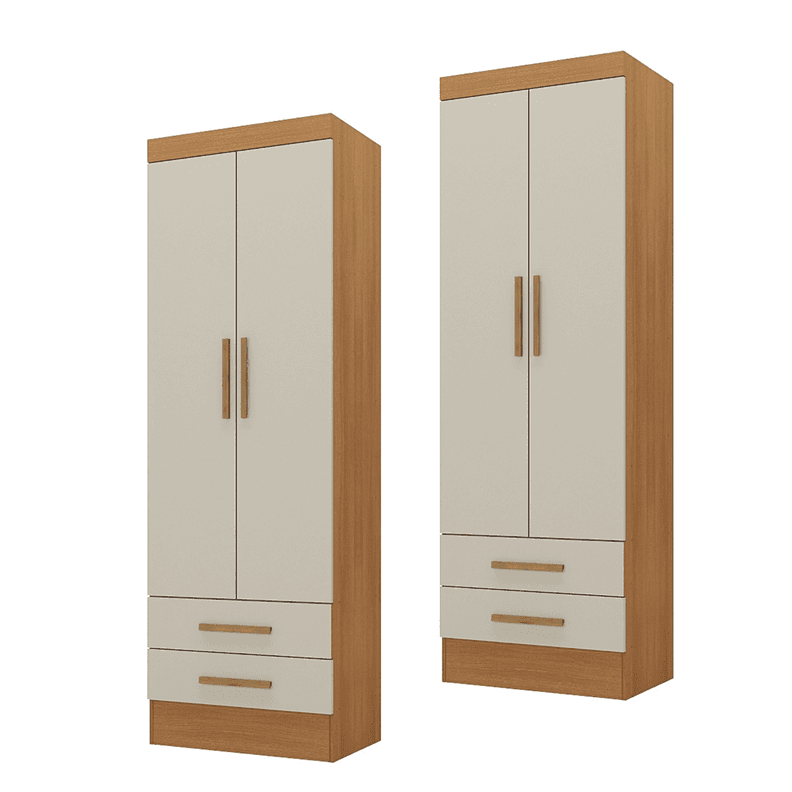 Combo 2 Closet 2puertas 2cajones Caf Blanco Offwhite con posibilidad de uni n y 4opciones de armado Blanco Invierno