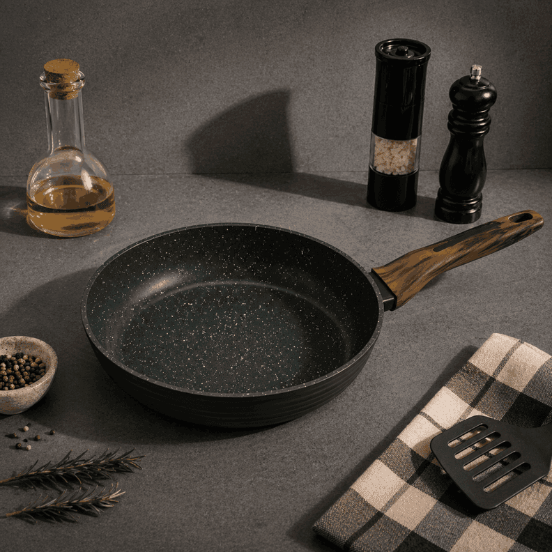 Sarten Antiadherente 26cm Cuisine con Fondo de Induccion Fissman Negro