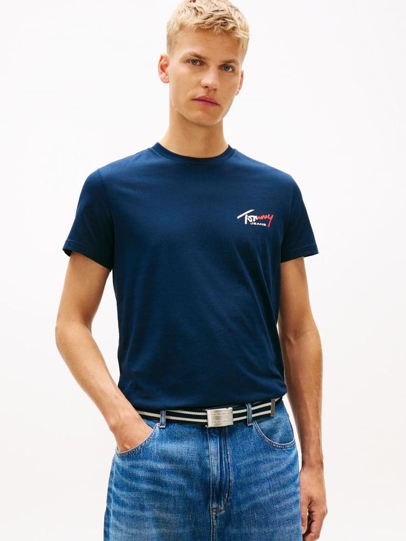 Polera Con Logo Slim Fit Azul XL