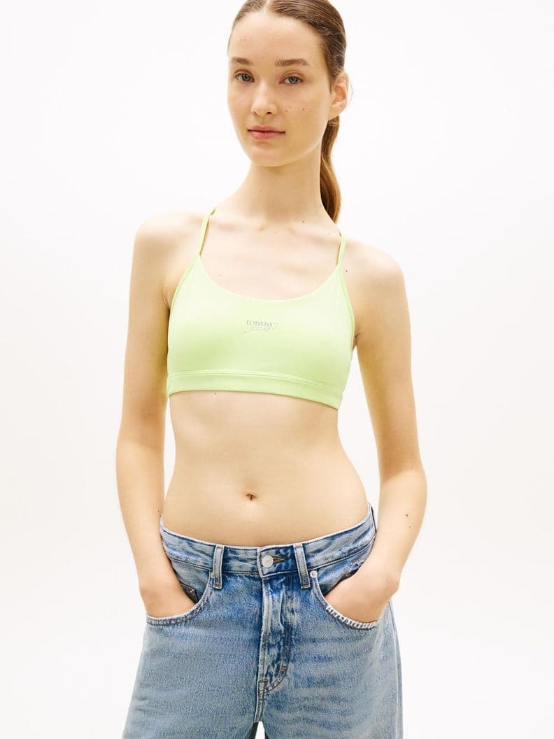 Bralette Athleisure Con Logo Metalizado Verde L