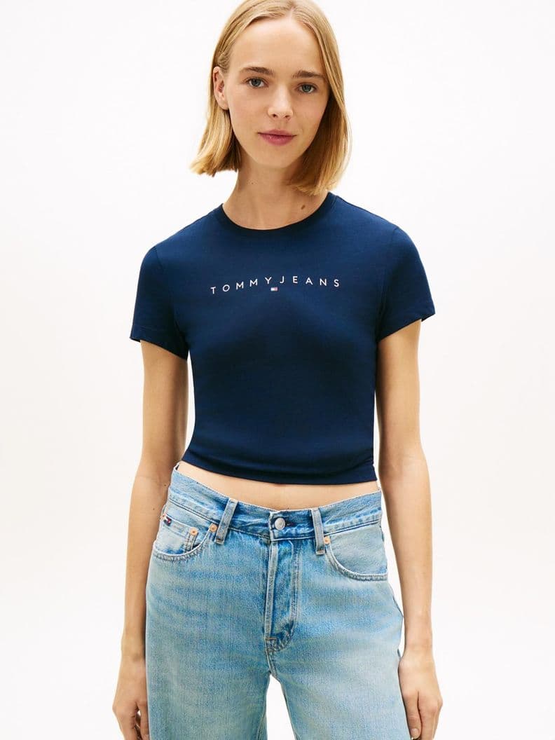Polera Linear Con Logo Slim Fit Azul M