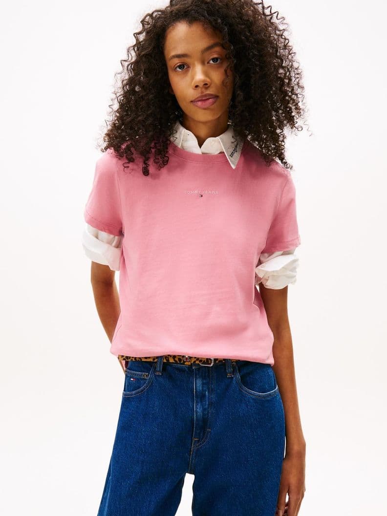 Polera Logo Lineal Regular Fit Rosado S