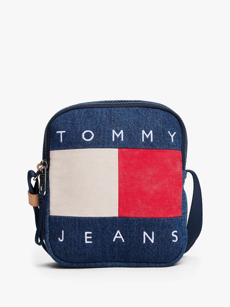 Bolso Denim Con Logo Azul