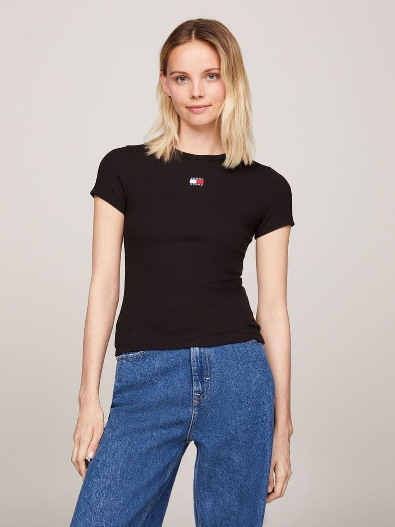 Polera Con Parche Slim Fit Negro L