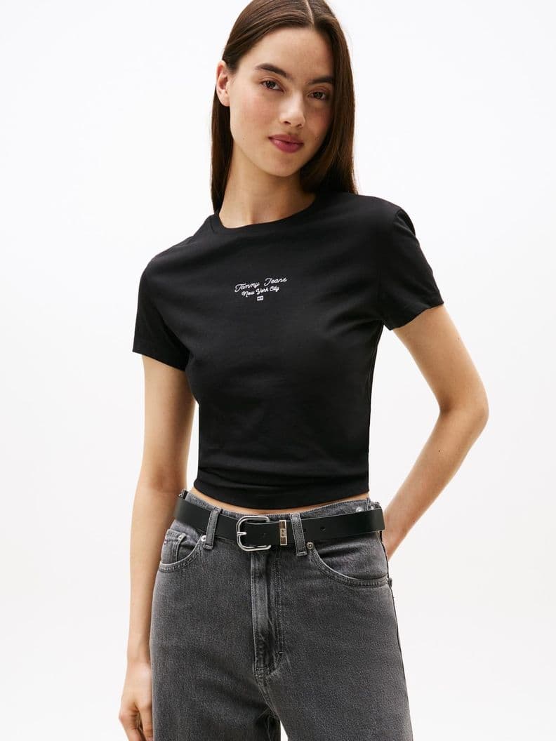 Polera Logo Essential Slim Fit Negro L
