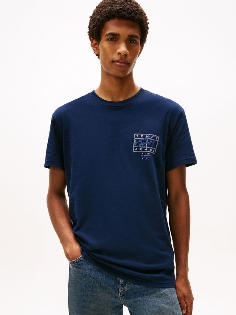 Polera Con Logo Efecto Espray Regular Fit Azul M