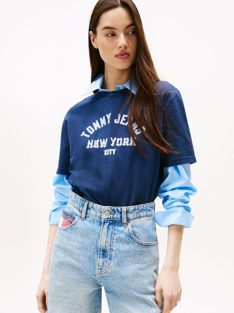 Polera Varsity Relaxed Fit Azul XS