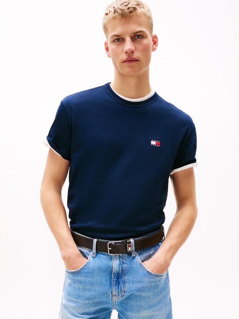 Polera Con Logo De Parche Regular Fit Azul M