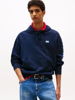 Poleron Hoodie Cropped Con Logo Azul XL
