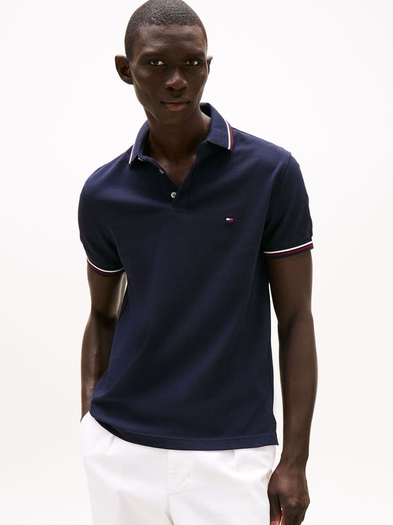 Polo Con Ribetes Tipped Slim Fit Azul S