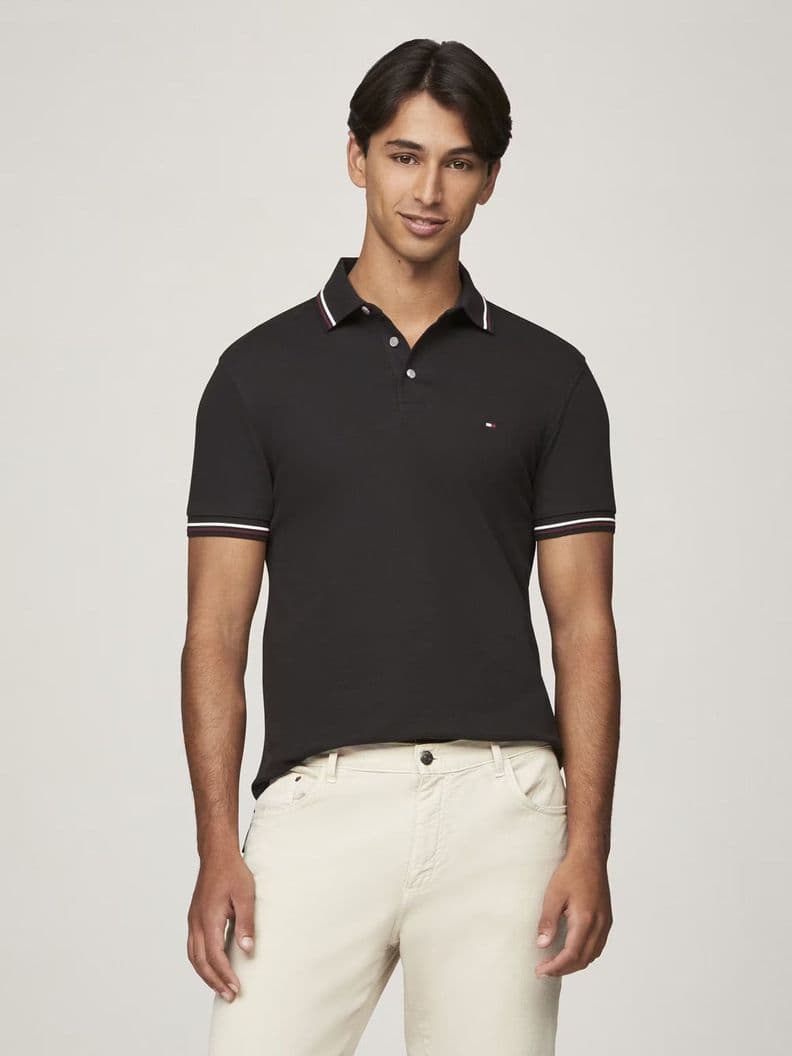 Polo Con Ribetes Tipped Slim Fit Negro XS