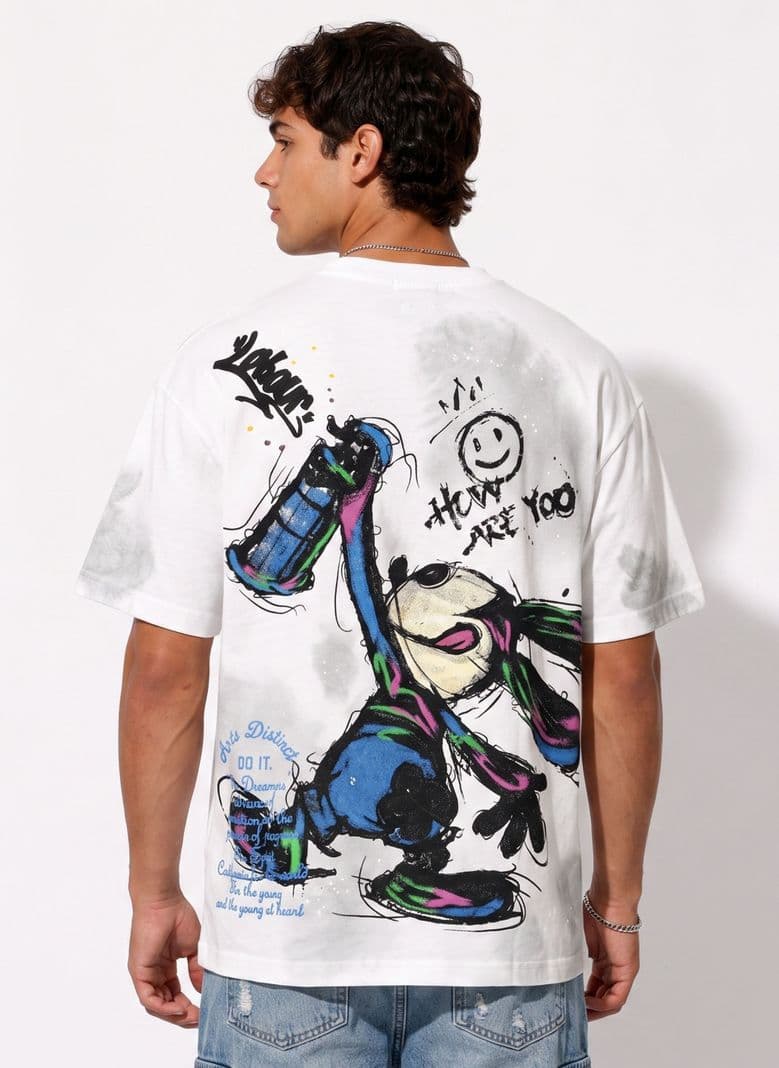 Polera Oversize Disenos Urbanos Hombre Blanco L