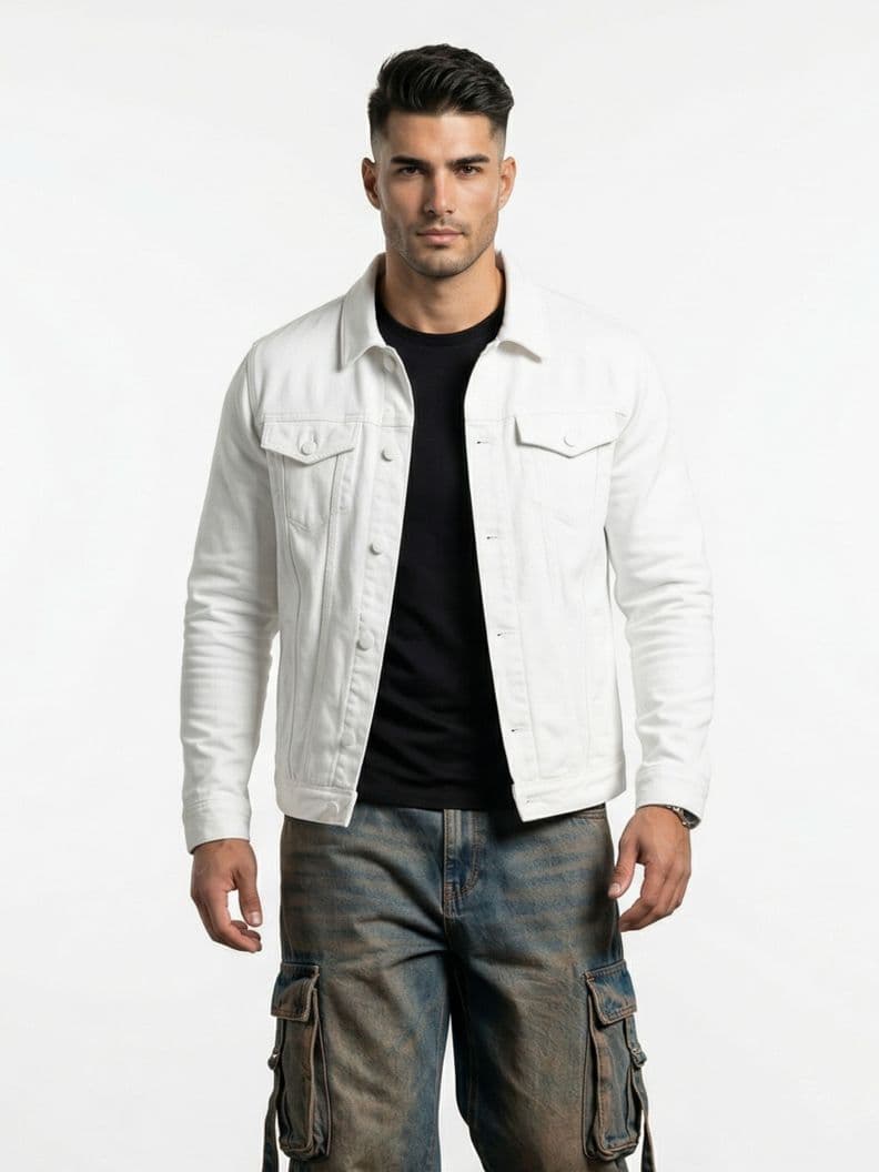 Chaqueta Mezclilla Nacional Blanca Hombre Blanco L