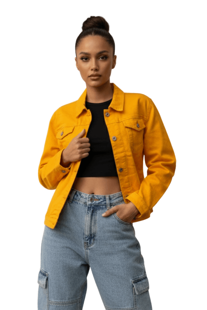 Chaqueta Mezclilla New Clasic Mujer Amarillo XXL