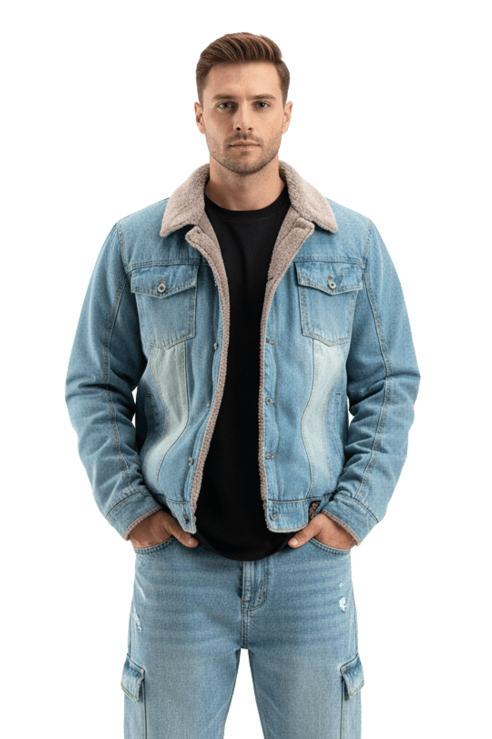 Chaqueta Denim Polar Soft Moscu Hombre Celeste S