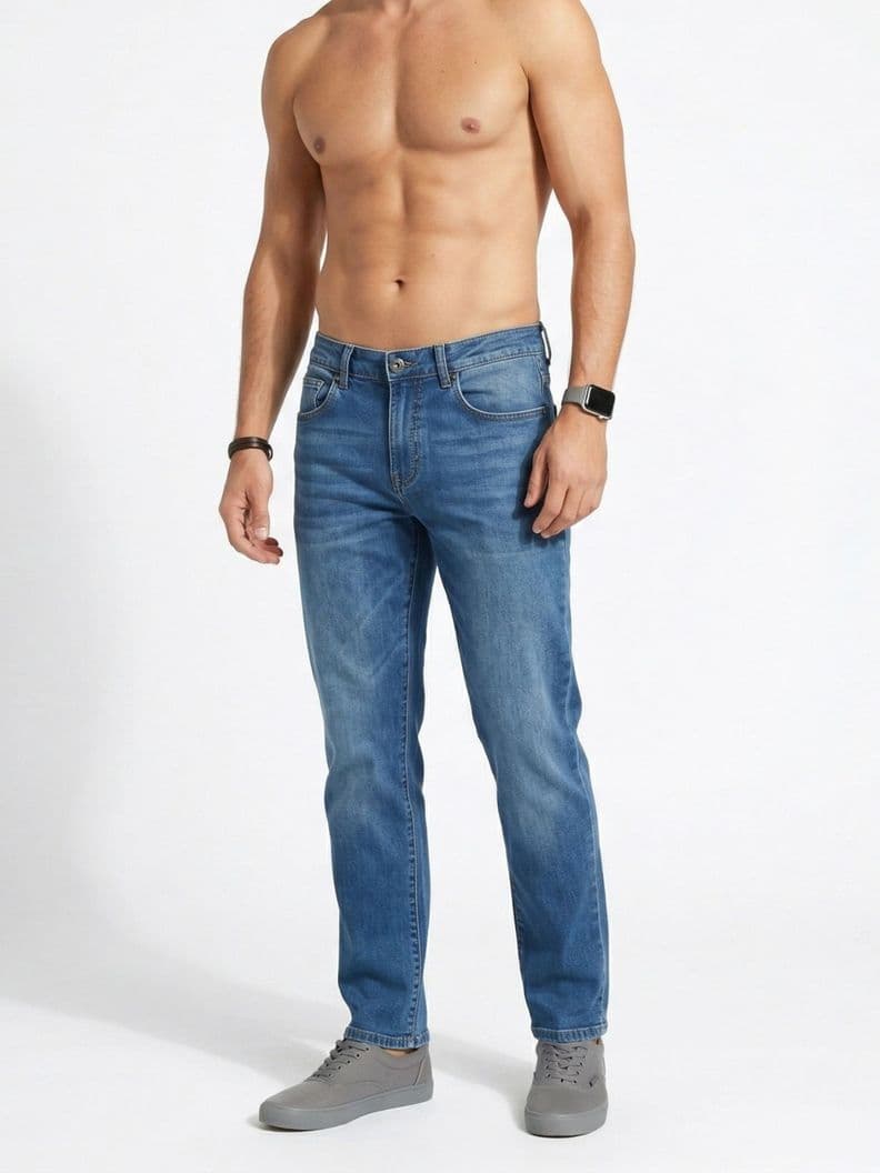 Pantalon Jeans Termico Regular Hombre Azul 50