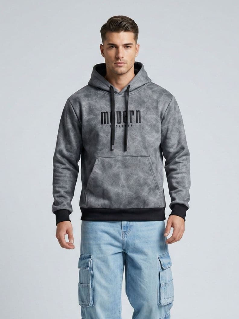 Sueter Poleron Grueso Brooklyn Hombre Gris Oscuro XL