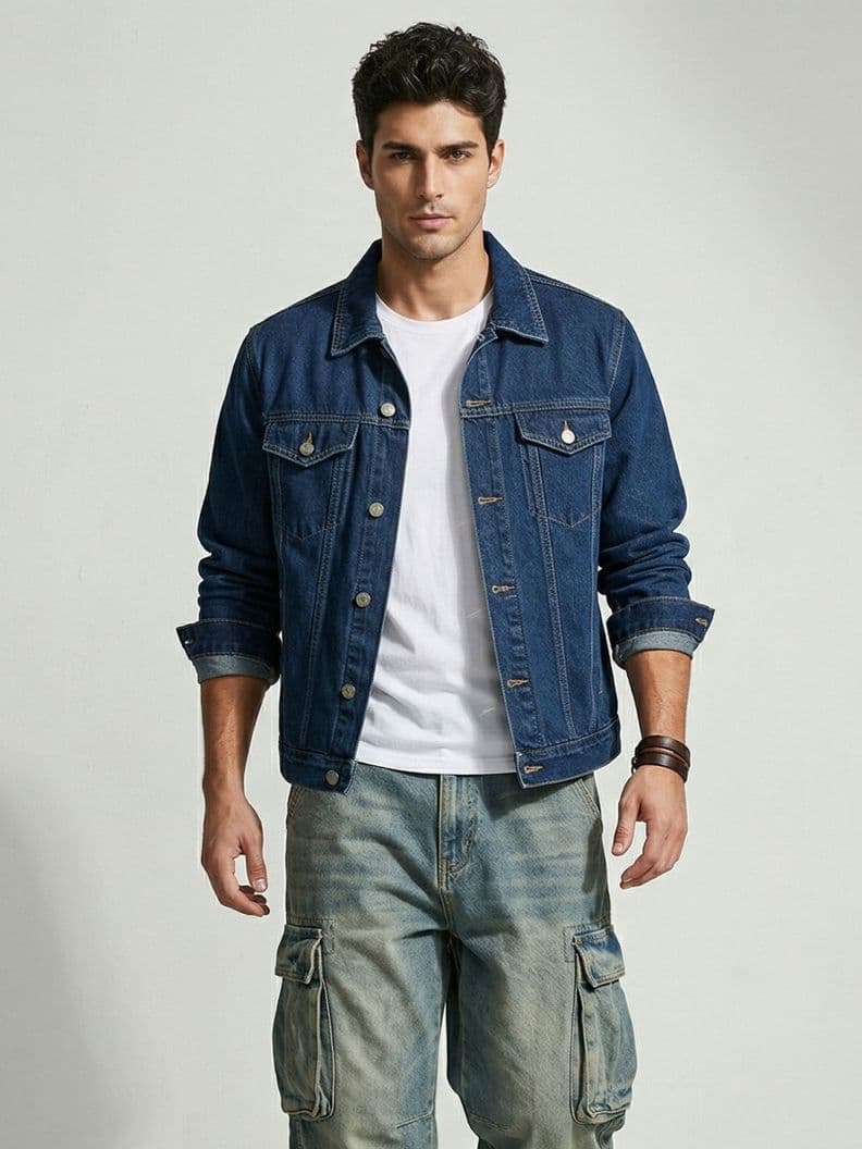Chaqueta Jeans Mezclilla Azul Clasico Hombre S