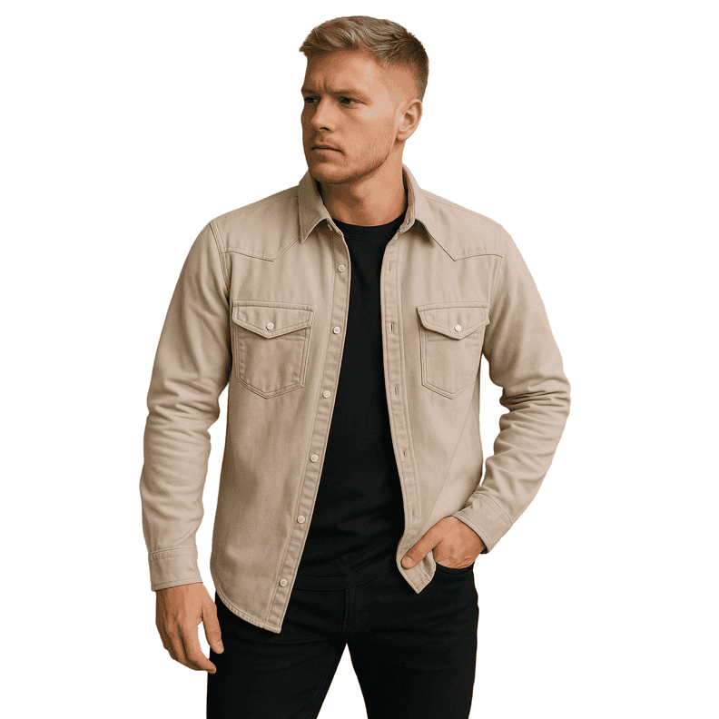 Chaqueta Sobrecamisa Denim Croacia Hombre Beige L