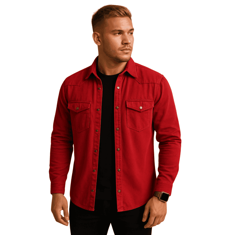 Chaqueta Sobrecamisa Denim Croacia Hombre Burdeo M