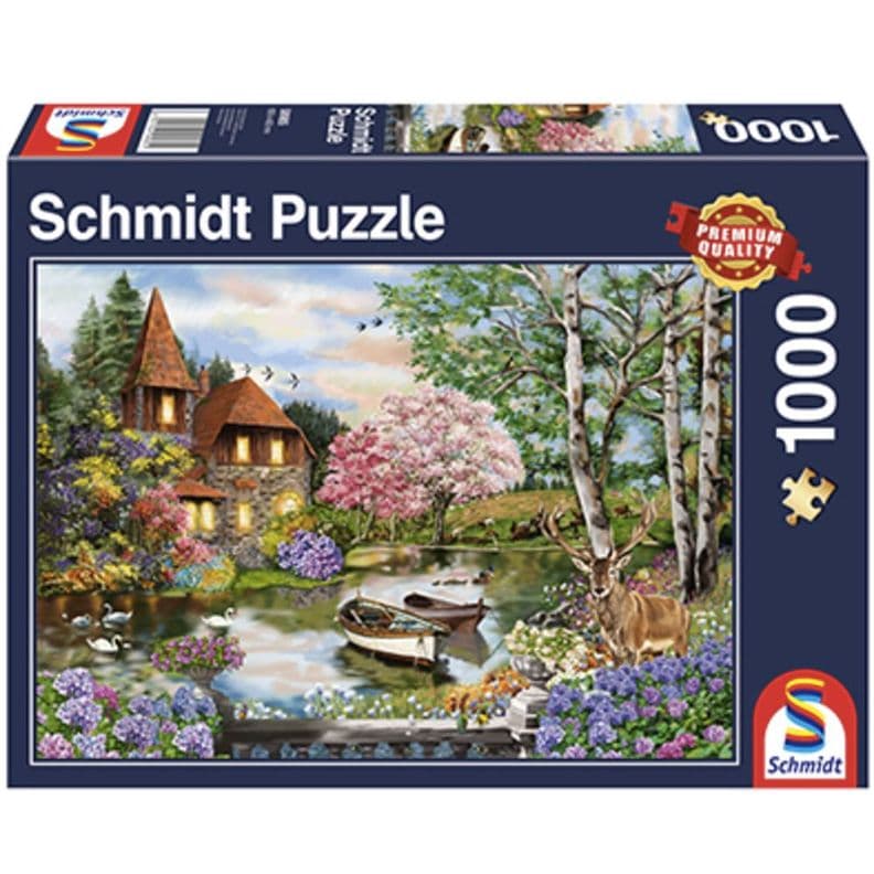 Puzzle 1.000 piezas Casa en el lago Azul