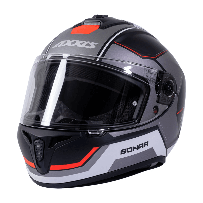 Casco para moto Axxis FF112C Draken S Sonar B15 Rojo Fluor Mate M