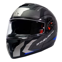 Casco de Moto MT Helmets - ATOM SV Hibrido F7 Azul Mate + Antiempanante Fogoff Negro S
