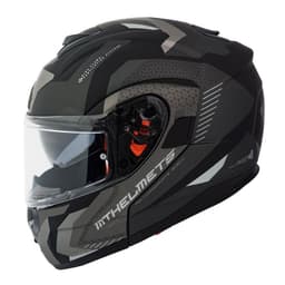 Casco de Moto MT Helmets - ATOM SV Hibrido E2 Gris Mate + Antiempanante Fogoff Negro XL