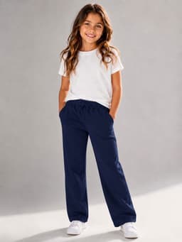 Pantalon Buzo Recto Hombre Mujer 240g Algodon 70 30 Tradicional Ajustable Azul Marino 6 anos