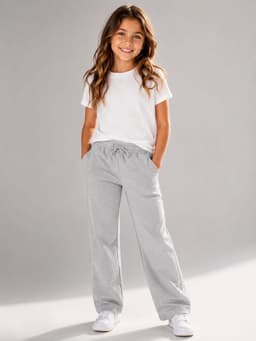 Pantalon Buzo Recto Hombre Mujer 240g Algodon 70 30 Tradicional Ajustable Gris 6 anos