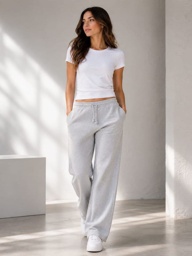 Pantalon de Buzo Recto Corte Clasico Algodon 240g Ajustable Gris XXS