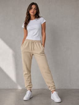 Pantalon Buzo Jogger Hombre Mujer 285g Ajustable Casual Deportivo Algodon Beige M