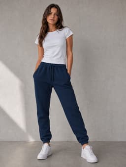 Pantalon Buzo Jogger Hombre Mujer 285g Ajustable Casual Deportivo Algodon Azul Marino XL