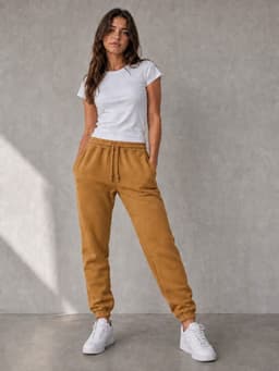 Pantalon Buzo Jogger Hombre Mujer 285g Ajustable Casual Deportivo Algodon Camel L