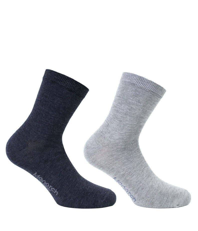 2 Pares Calcetin Bamboo Basic Liso 2/4 Monarch Gris 40/44