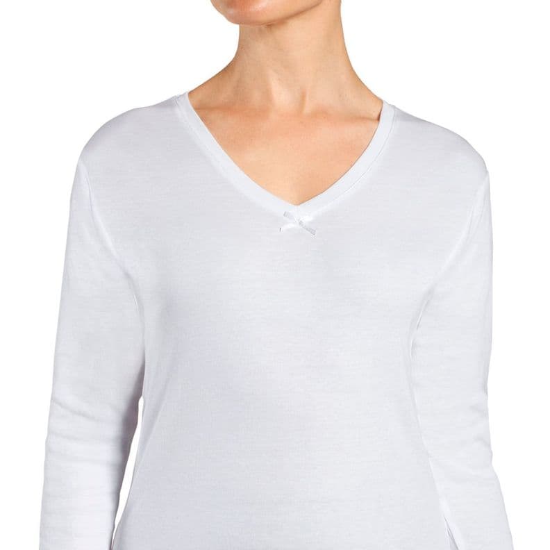 Camiseta Cuello V Manga Larga Blanco Monarch S