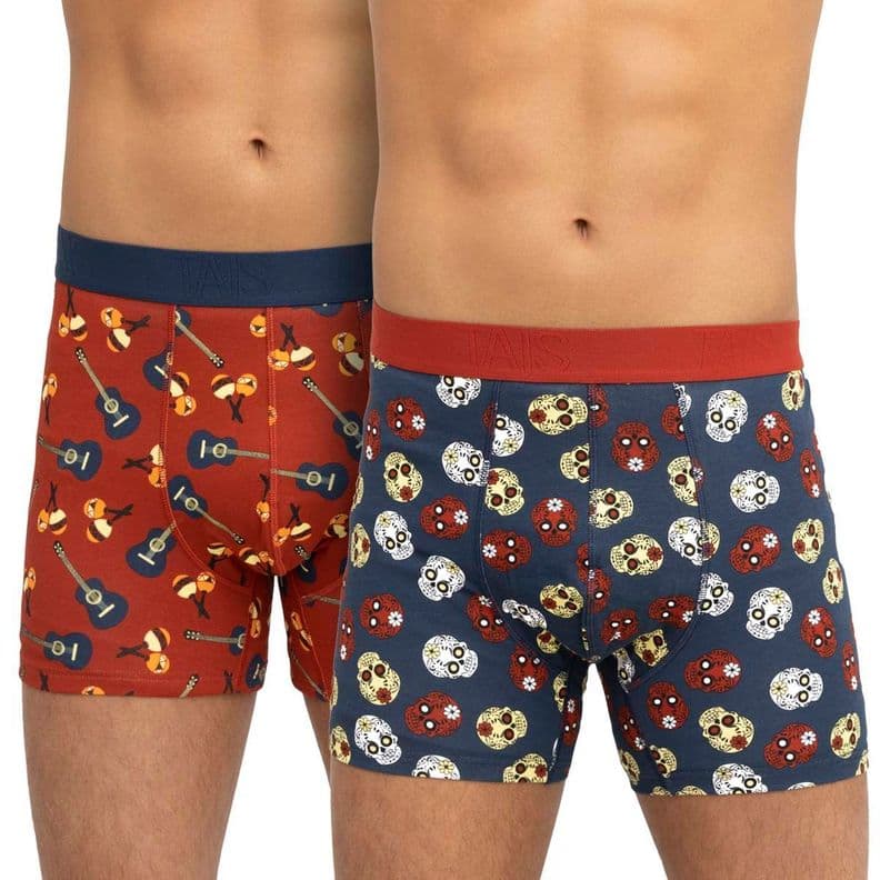 Pack Boxer Cotton Spandex Iconos Guitarras/Calaveras Ladrillo S