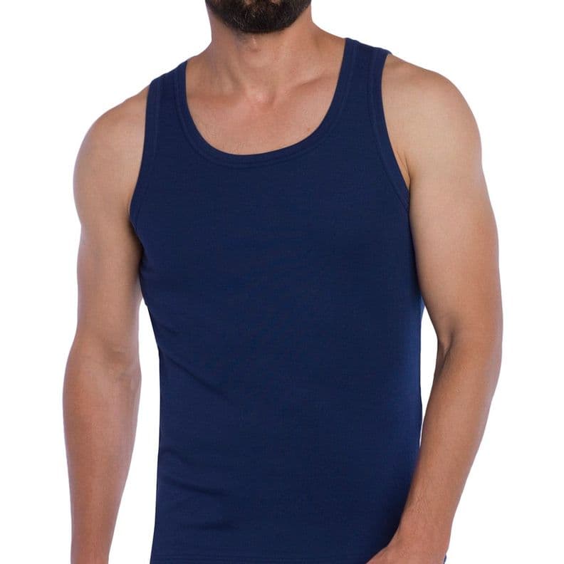 Camiseta Musculosa Hombre Algodon Azul S