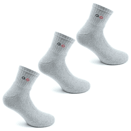 3 Pares Calcetin Algodon Deportivo Largo 2/4 Gris 39/43