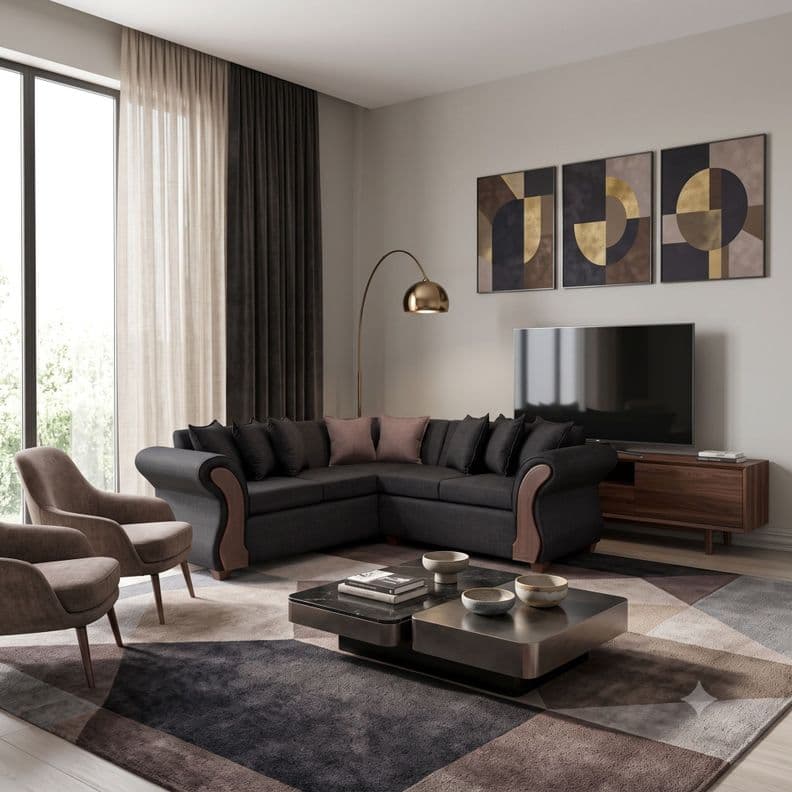 Sofa Seccional 5 cuerpos Marsella Negro