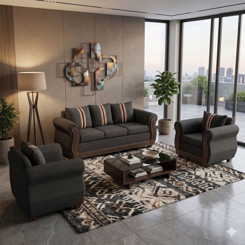 Juego de living 3 1 1 Atenas Negro