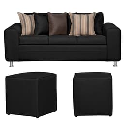 SOFA LEGEND 3 CUERPOS + 2 POUF NEGRO