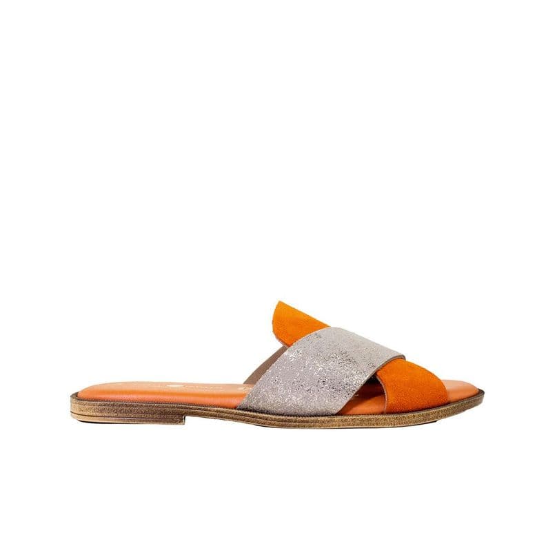 Sandalia reno plana cruz material Naranjo 37
