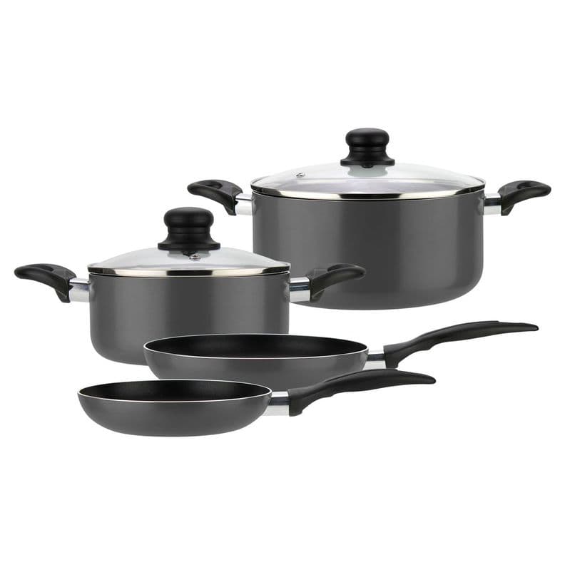 Bateria Cocina Aluminio 6pzas Gris Gourmet Gris Oscuro